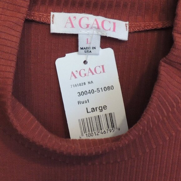 A'GACI Rust Ribbed Long Sleeve Midi Dress – Cutout Back – Size Large - Picture 7 of 8